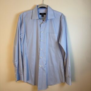 Pronto Uomo Light Blue Check Windowpane Dress Button Down Shirt sz 16 (34/35)